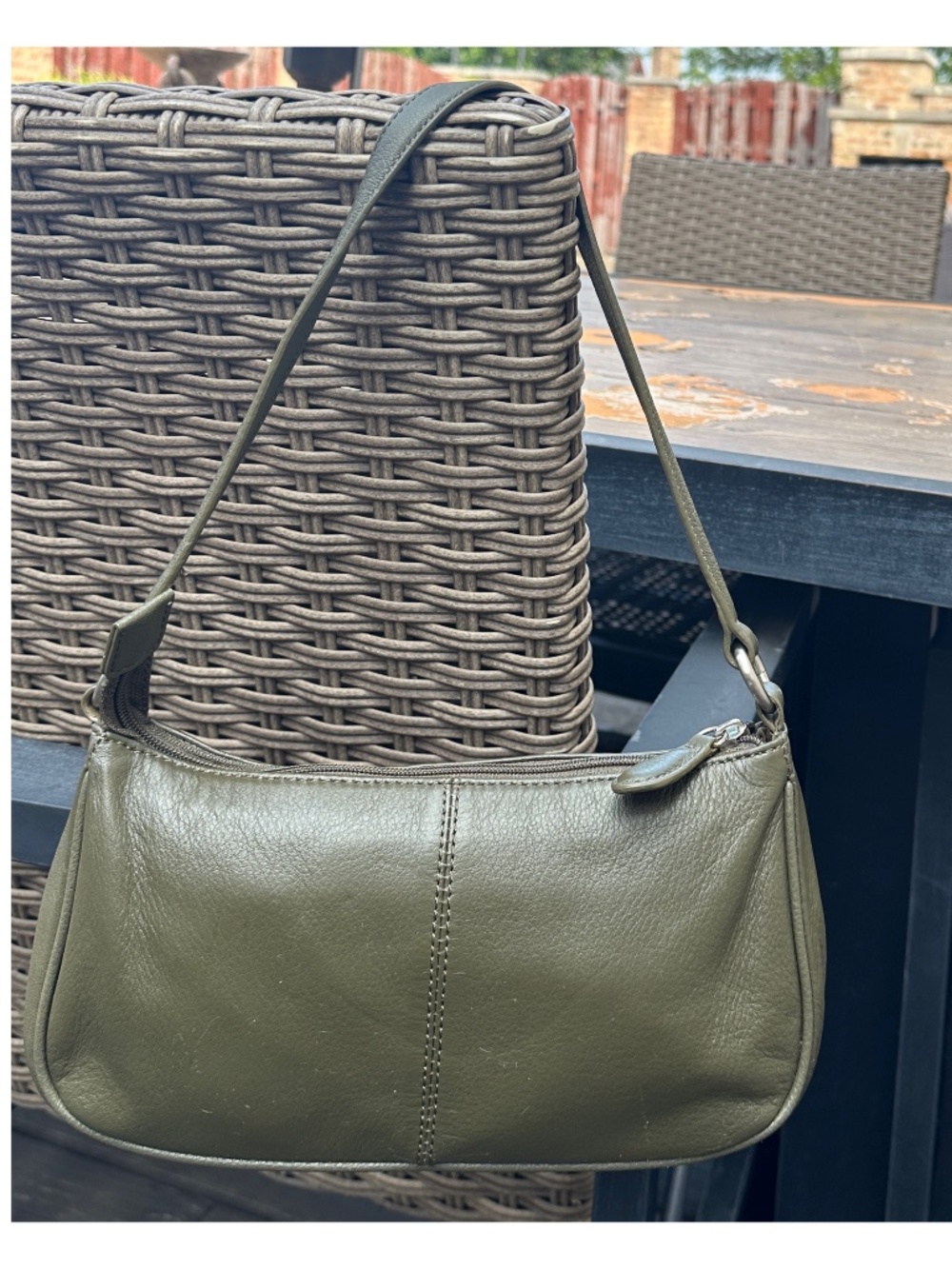 Wilsons Leather Green Leather Shoulder Bag Handbag Purse Y2K Small